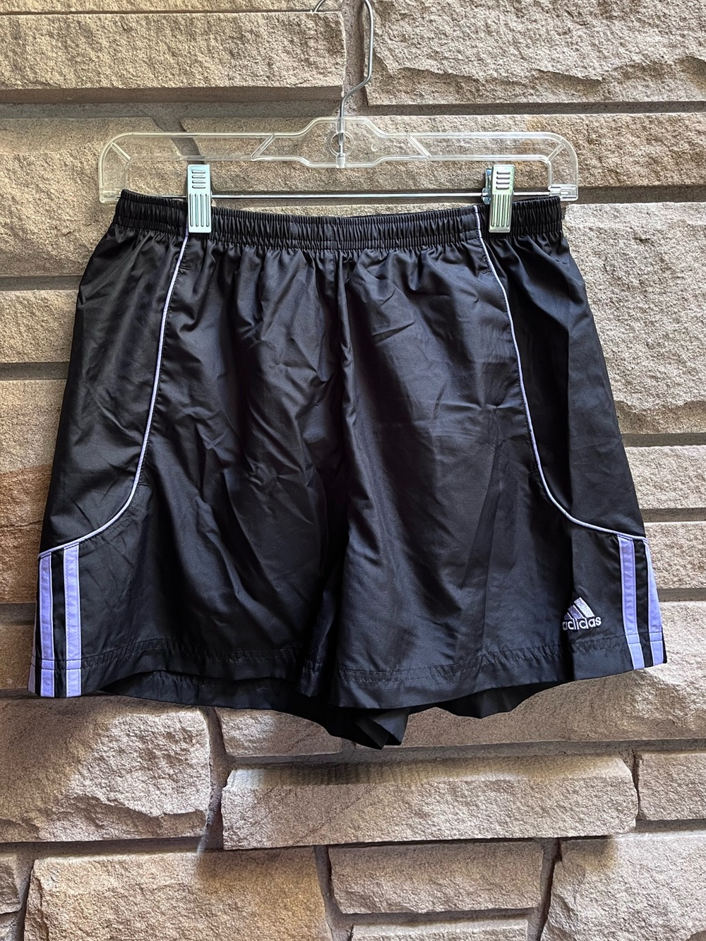 Adidas Y2K 06 vintage Women's Black Athletic Shorts with Purple Trim small - Picture 2 of 6
